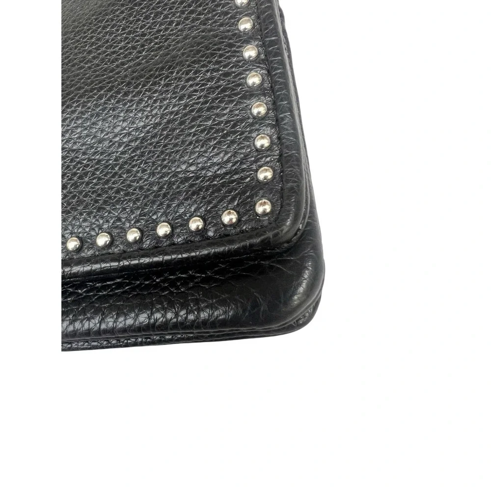 Brighton Pretty Tough Organizer Bag Black Leather Studded Bag Detachable Strap